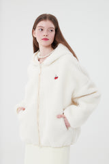 チェリーフリースフーディー付きジャンパー / CHERRY FLEECE HOODIE JUMPER [CREAM]