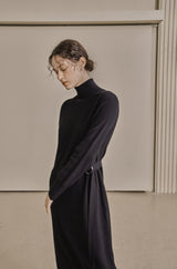 アンバランスニットドレス/UNBALANCED KNIT DRESS_BLACK