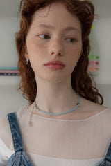 ブルーソーダジェムストーンサージカルネックレス/Blue soda gemstone surgical necklace