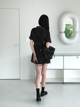 ウェディーンデニムステッチシャツ半袖ミニワンピース / Wadeen Denim Stitch Shirt Short Sleeve Mini One Piece