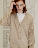 WAFFLE FISHNET CARDIGAN BEIGE (6691444588662)