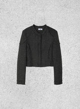 raw edge cut tweed jacket