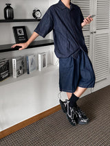 No.0273 denim string half SHIRT