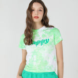 Happy tie-dye crop T shirts [Green] (6535244218486)
