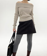フラッシュオフザショルダーニット / Flash Off-the-shoulder knit (3color)