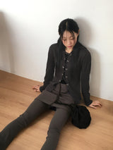 Thein corset strap slim hooded sweatshirt