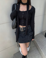 Muffler button knit set