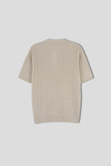 トッドケーブルジップアップ半袖襟付きニット / Tod Cable Zip-Up Short-Sleeved Collar Knitwear (8 colors)