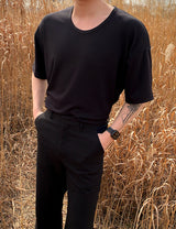 Scoop Neck Half Sleeve T-Shirt (6693246435446)