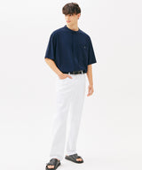 ONE POCKET MINIMAL COLLAR OVERFIT SHIRT (NAVY) (6585497256054)