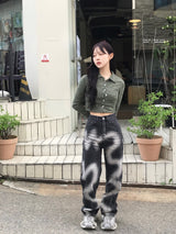 ウェーブプリントデニムパンツ
