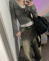 ビンテージダーティーウォッシュドデニムワイドパンツ / Vintage dirty washed denim wide pants