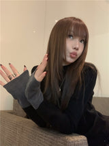 Color combination half polar long sleeve knit