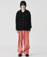 RELAXED KNIT  COLLAR CARDIGON (BLACK)