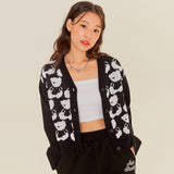 AQO BEAR PATTERN CARDIGAN (CROP ver) (6678330769526)