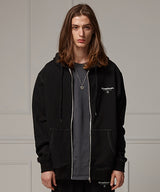 Pigment washed zipup hoodie - Black (4622122352758)