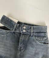 Cutting Lowrise Denim Miniskirt