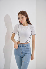 アンバランスクロップTシャツ/TOP(9190) VV Unbalance Crop Tee