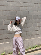 レイフシースルーフードボレロクロップ長袖Tシャツ / Rayf see-through hood bolero crop long-sleeved T-shirt