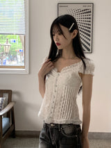 ジャケットレースパンチングy2kピンタックオフショルダースリーブレスブラウス / Jacket lace punching y2k pintuck off shoulder sleeveless blouse