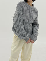 ウールプレッツェルバルキーニット / Wool pretzel bulky knit (4color)