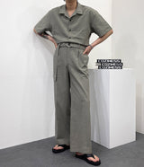リネンワイドジャンプスーツ / RO linen wide jumpsuit (3 colors)