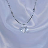 heart bar transparent beads necklace