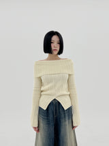 スプリットポイントオフショルダーニット/Split Point Off-Shoulder Knit (2color)