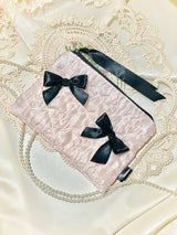 Glossy Organza Ribbon Zip-pouch (M)