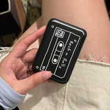 rock'n'roll cassette magsafe leather pocket wallet