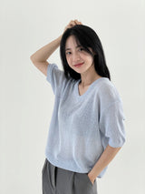 Crayon v-neck sleeve knit T 