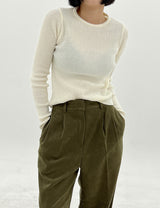 ウールリブラウンドニット/Wool ribbed round knit (3color)