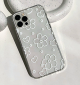 フラワーホワイトラインフォーンケース / Flower White Heart Line Phone Case