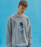 フラワースエットシャツ グレー/AQO FLOWER SWEATSHIRTS GREY (4432805396598)