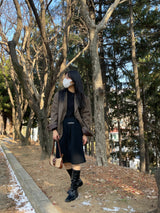Square wrinkle middle boots 