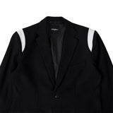 LEATHER LABEL WOOL BLEND BLAZER