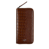クロコダイルエンボラージウォレット/CROCODILE EMBO LARGE WALLET-TAN BROWN