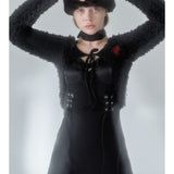 203-FAKE FUR BOLERO RIBBON CARDIGAN (6550313468022)