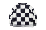 ボードワッフルカーディガン /CHECKER BOARD WAFFLE CARDIGAN_NAVY