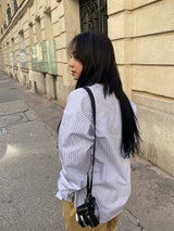 Soft henley neck striped shirt 