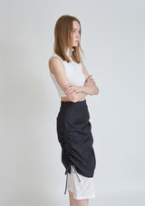 SHIRRING LAYERD LONG SKIRT (6679780753526)