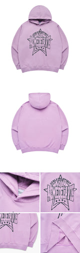 [24SS] PREPPY LOGO CRACK PRINTING HOODIE LIGHT PURPLE