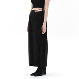 212-unbalance ribbon slit skirt (6564764844150)
