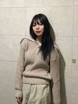 Loupe half zip-up knit