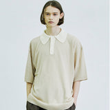 バウクルサンデイジーカラーハーフニット / BOUCLE SUNDAISY COLLAR HALF KNIT BEIGE