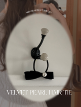 Velvet Ribbon Pearl Hair Tie