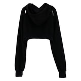 カットアウトロゴクロップフーディー / 223 CUT OUT LOGO CROP HOODIE - BLACK