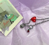 キッチーチェリービーズハートロックハンドメイドネックレス / chi Kitchee Cherry Beads Heart Lock Handmade Necklace