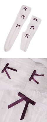 purple ribbon half stockings