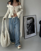 Strap Cargo Wide Jeans